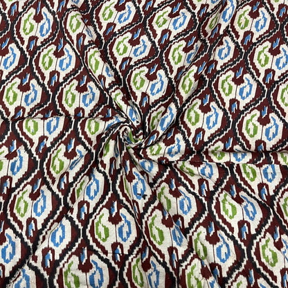 Pearl Color Kalamkari Hand Block Printed Cotton Fabric