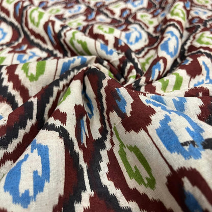 Pearl Color Kalamkari Hand Block Printed Cotton Fabric
