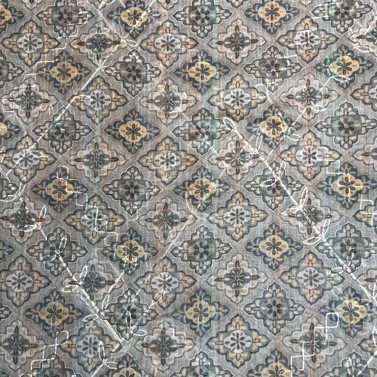 Silver Color Modal Thread Aari Work Fabric