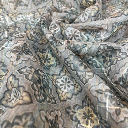 Silver Color Modal Thread Aari Work Fabric