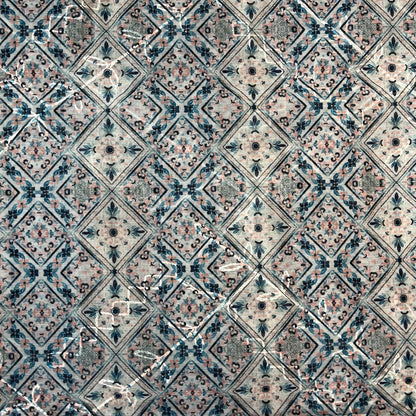 Light Grey with Blue Color Modal Thread Aari Work Fabric