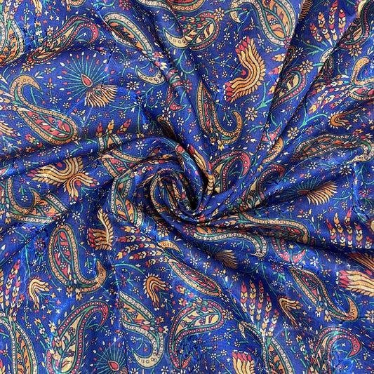 Royal Blue Color Modal Thread Aari Work Fabric