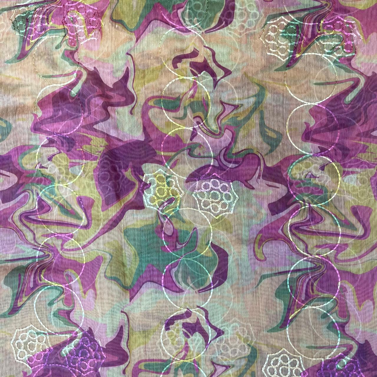 Purple Color Modal Thread Aari Work Fabric