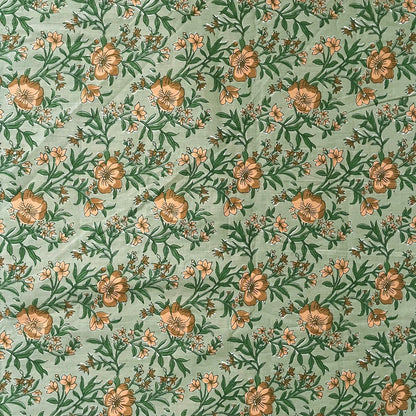 Pista Green Color Screen Print Cotton Cambric Fabric